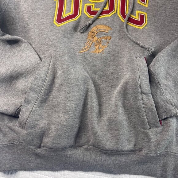 VTG Champs USC Women Gray Hooded Pullover Sweatshirt SZ XS Logo Pocket - Picture 6 of 8